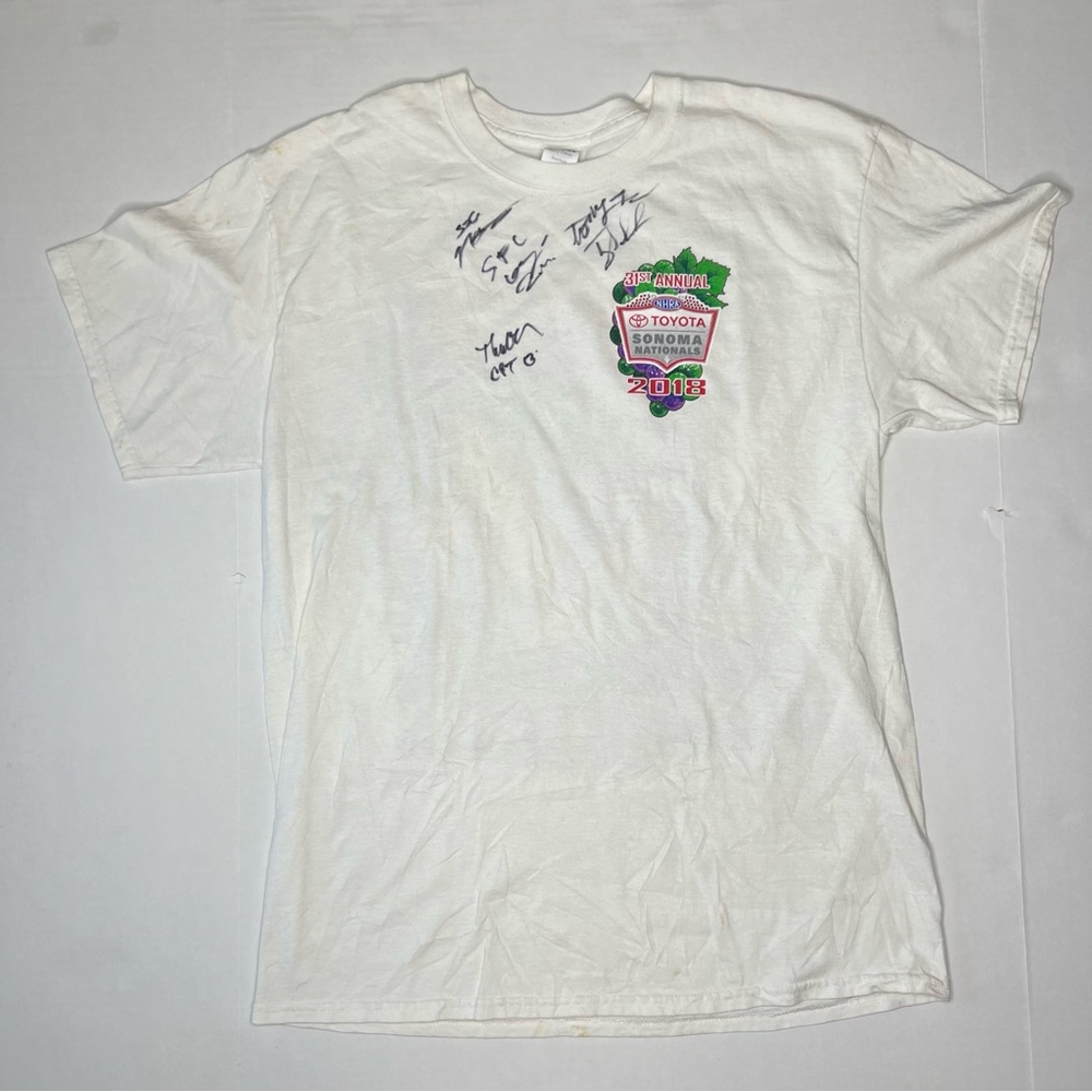 sonoma nationals 2018 NHRA crew neck shirt size large autographed